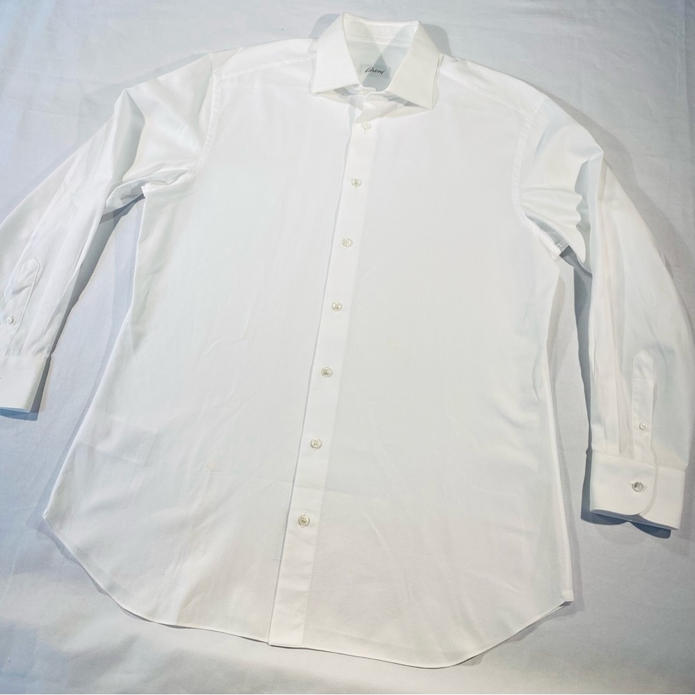 Brioni Mens White Button Down Shirts - Colosseo Comfort Fit - Size 43/17